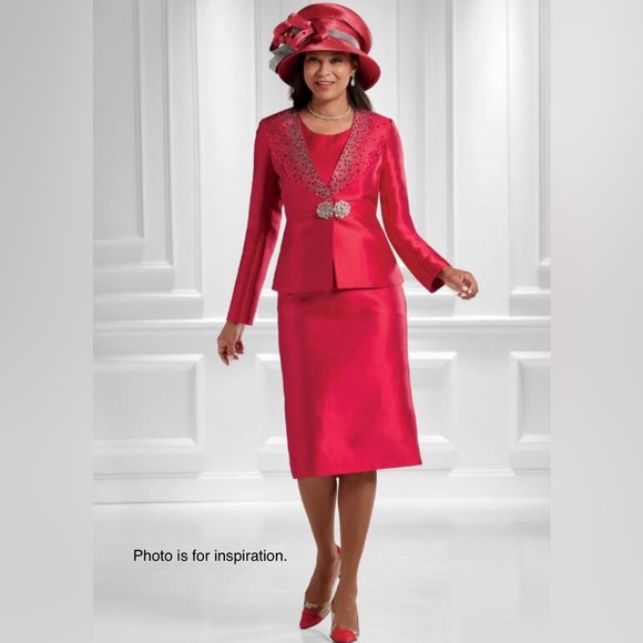 Vintage Red & Gold Formal Skirt Suit Set by Opalis - Picture 15 of 15